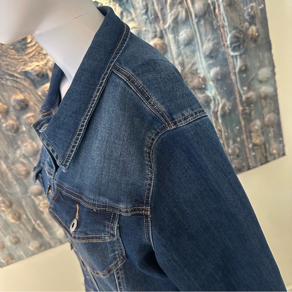 Marbella Lg Dark Blue Denim Jacket with Gold Embroidery and Sequin NWOT - Picture 11 of 14